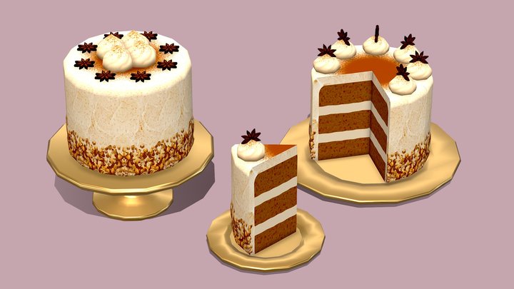 Festive Spice Cake 3D Model