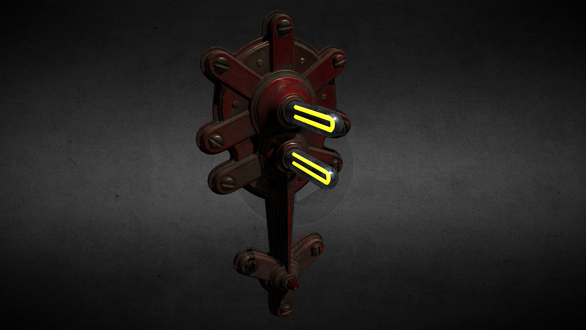 3D model Steampunk Lamp 02 - This is a 3D model of the Steampunk Lamp 02. The 3D model is about a red and black machine.