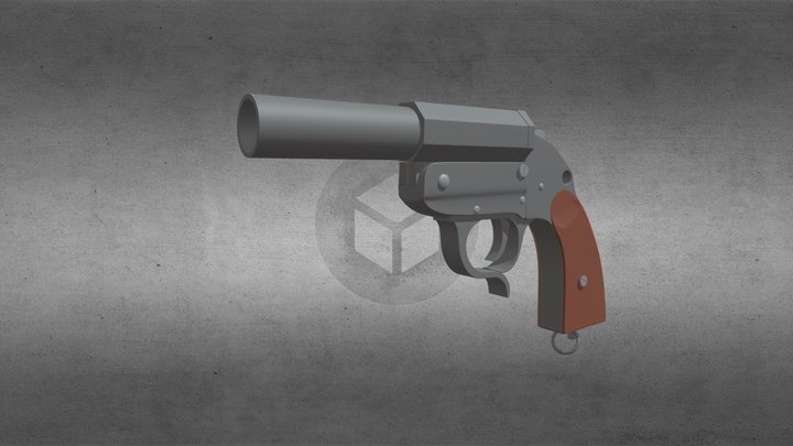 German Flare Pistol Walther LP-34 3D Model