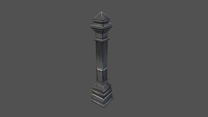 Hand Painted Gate Pillar 3D Model