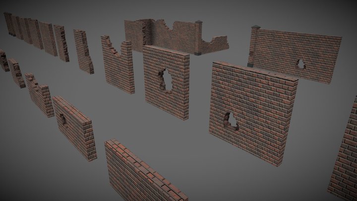 Brick Walls - Modular Kit 3D Model