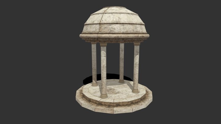 Column. Stone dome. With stone base. 3D Model