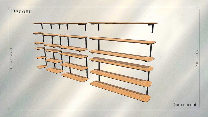 Modern Floating Wooden Shelf 3D Model