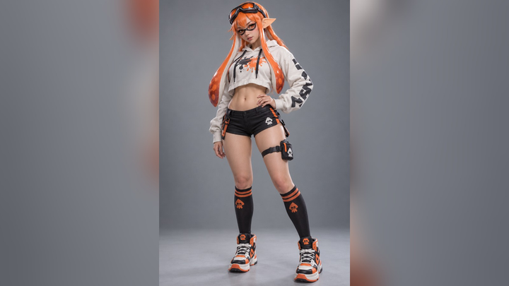 Inkling Girl (Splatoon) Realistic 3D Model