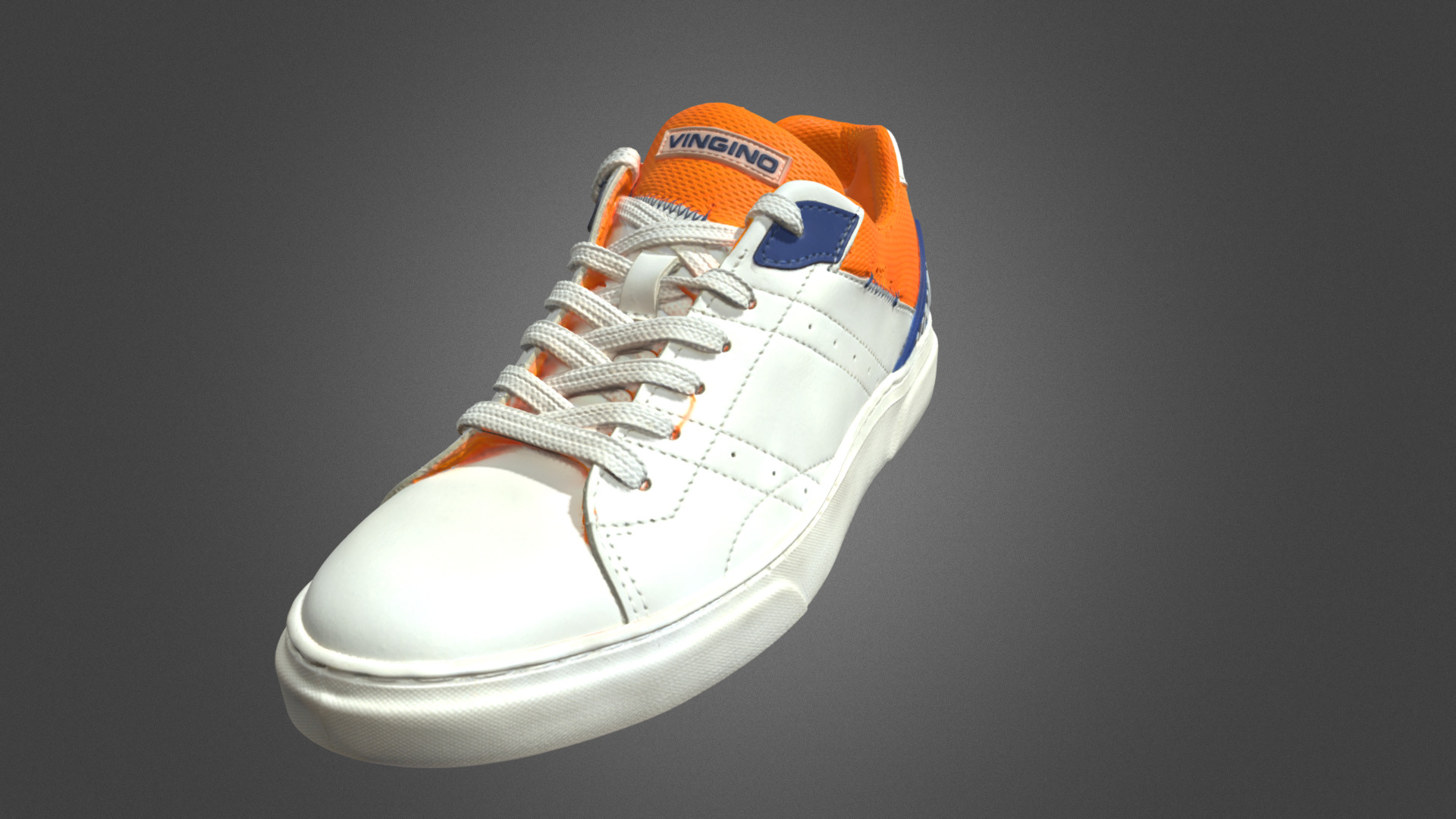 3D model Vingino Sergio - This is a 3D model of the Vingino Sergio. The 3D model is about a white and orange shoe.