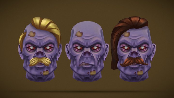 Zombie Heads Handpainted | Stylized 3D Model