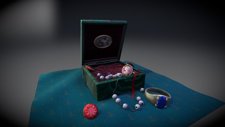 Malachite Jewelry Box 3D Model