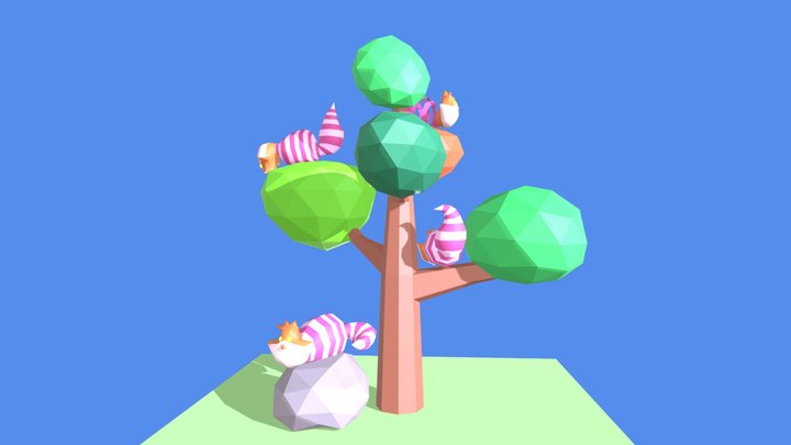 Stregatti / Cheshire cats on tree 3D Model