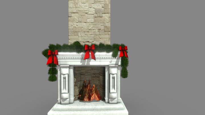 Fire Place With Garland 3D Model