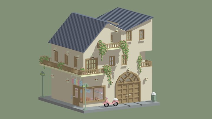 Cozy house Voxel 3D Model
