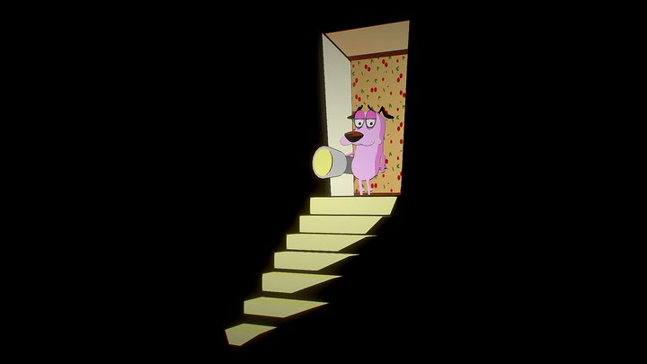 Courage the Cowardly Dog (cartoon style) 3D Model