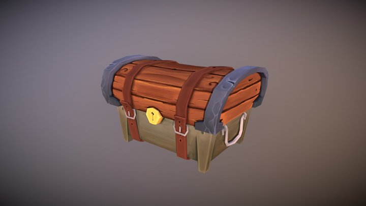 Hand Painted Fantasy Chest 3D Model
