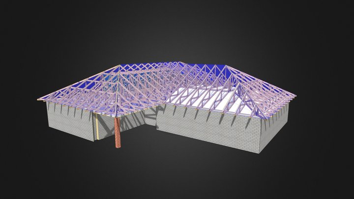 Poddasze ze strychem + sufit katedralny 3D Model