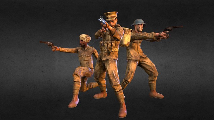 WW1 British Soldiers 3D Model