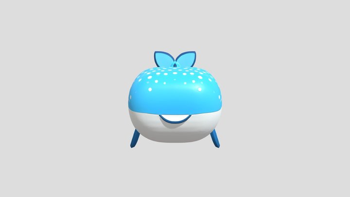 Cute cartoon whale illustration 3D Model