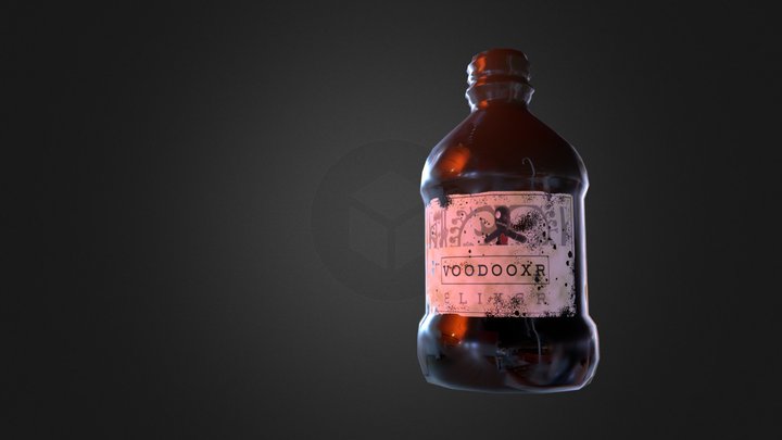 Glass Bottle - Low Poly - Voodoo 3D Model