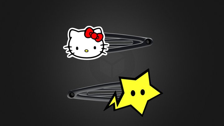 Hello kitty and Bape Star hairclip 3D Model