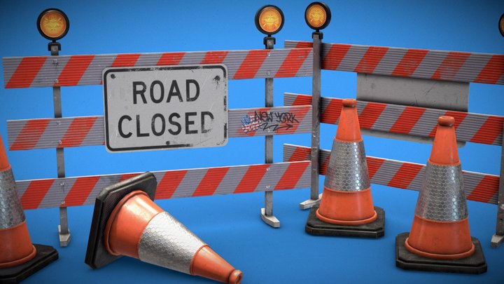 Traffic Barriers - PBR Game Ready 3D Model