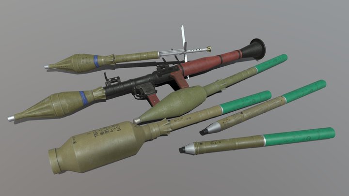 RPG7V2 W/ Warheads 3D Model