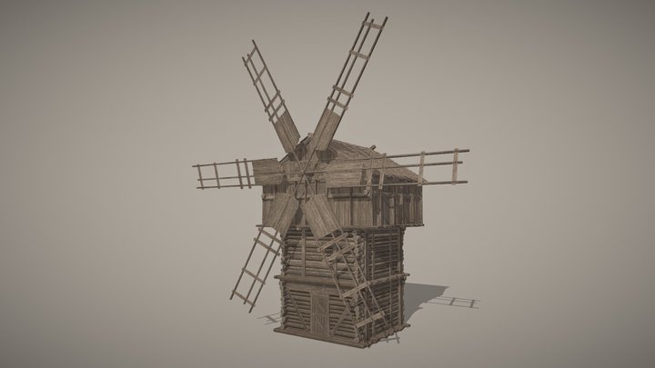 Medieval Windmill 3D Model