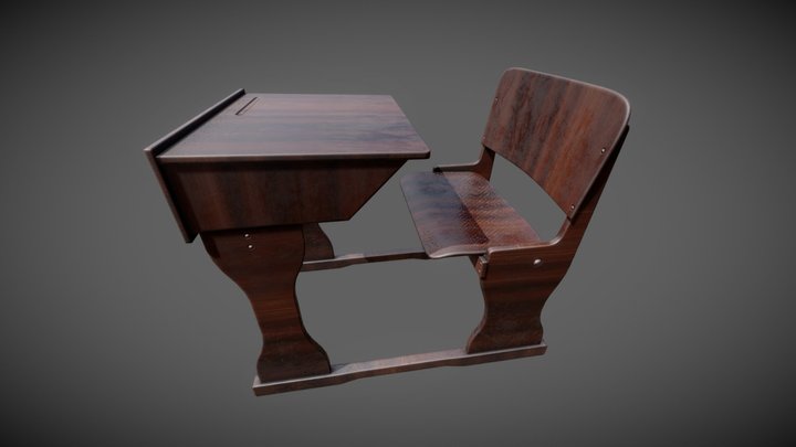 Carteira (vintage school desk) 3D Model