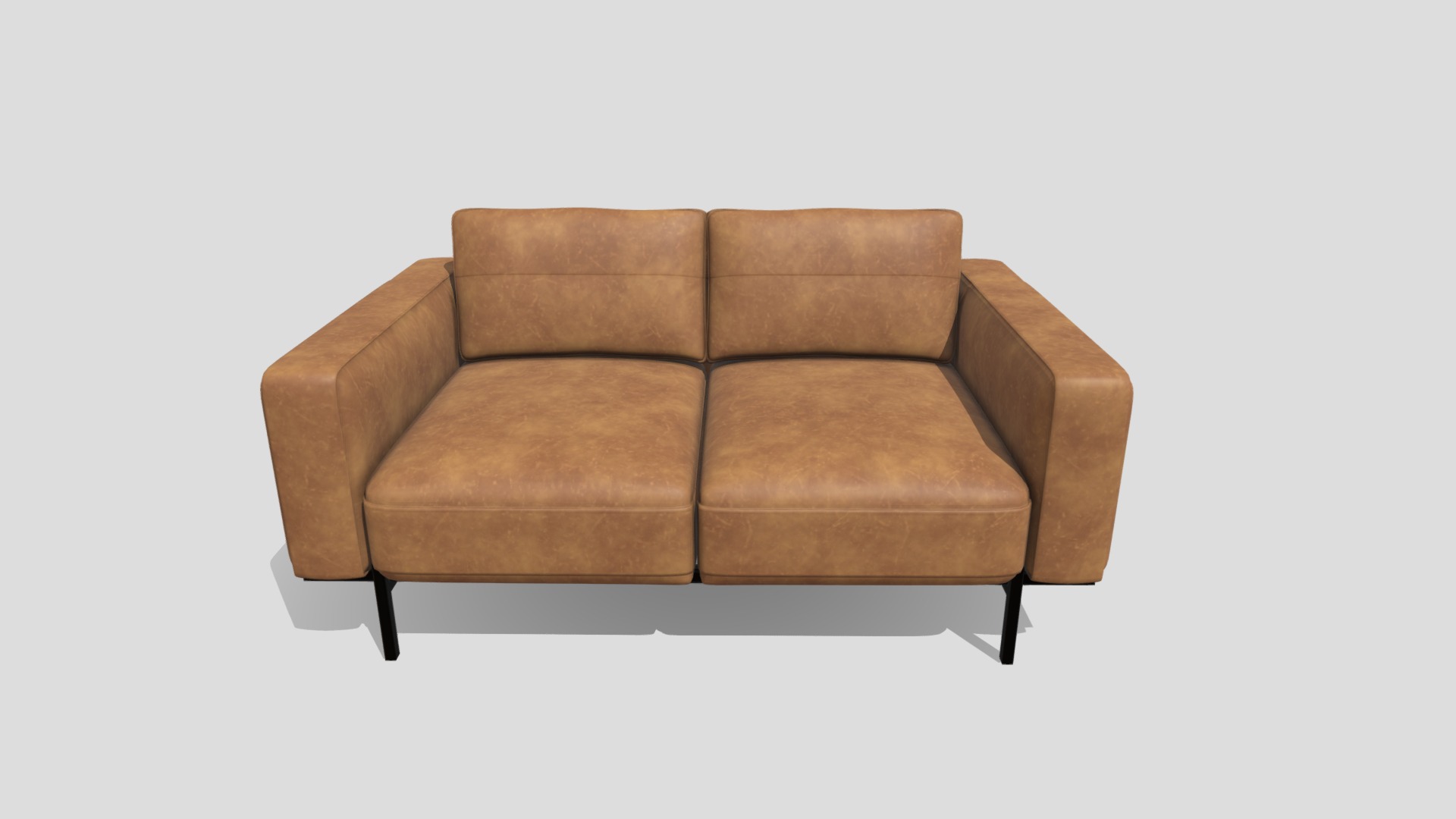 3D model Jarrod 2 Seater Sofa, Outback Tan Leather - This is a 3D model of the Jarrod 2 Seater Sofa, Outback Tan Leather. The 3D model is about a brown leather couch.