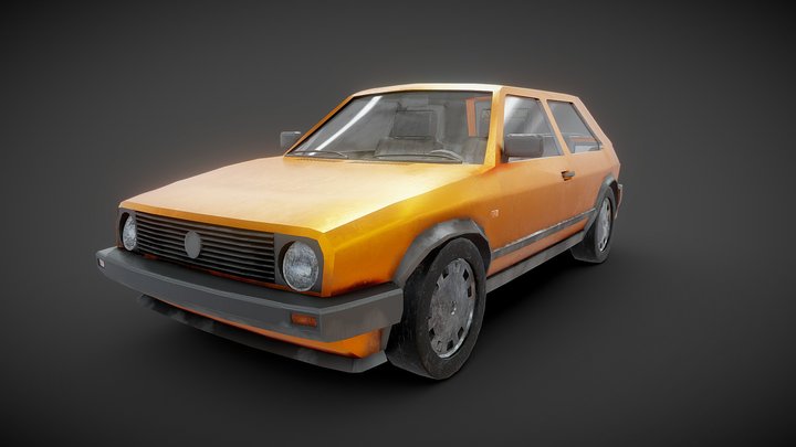 Volkswagen Golf II (LOW POLY AND FREE) 3D Model