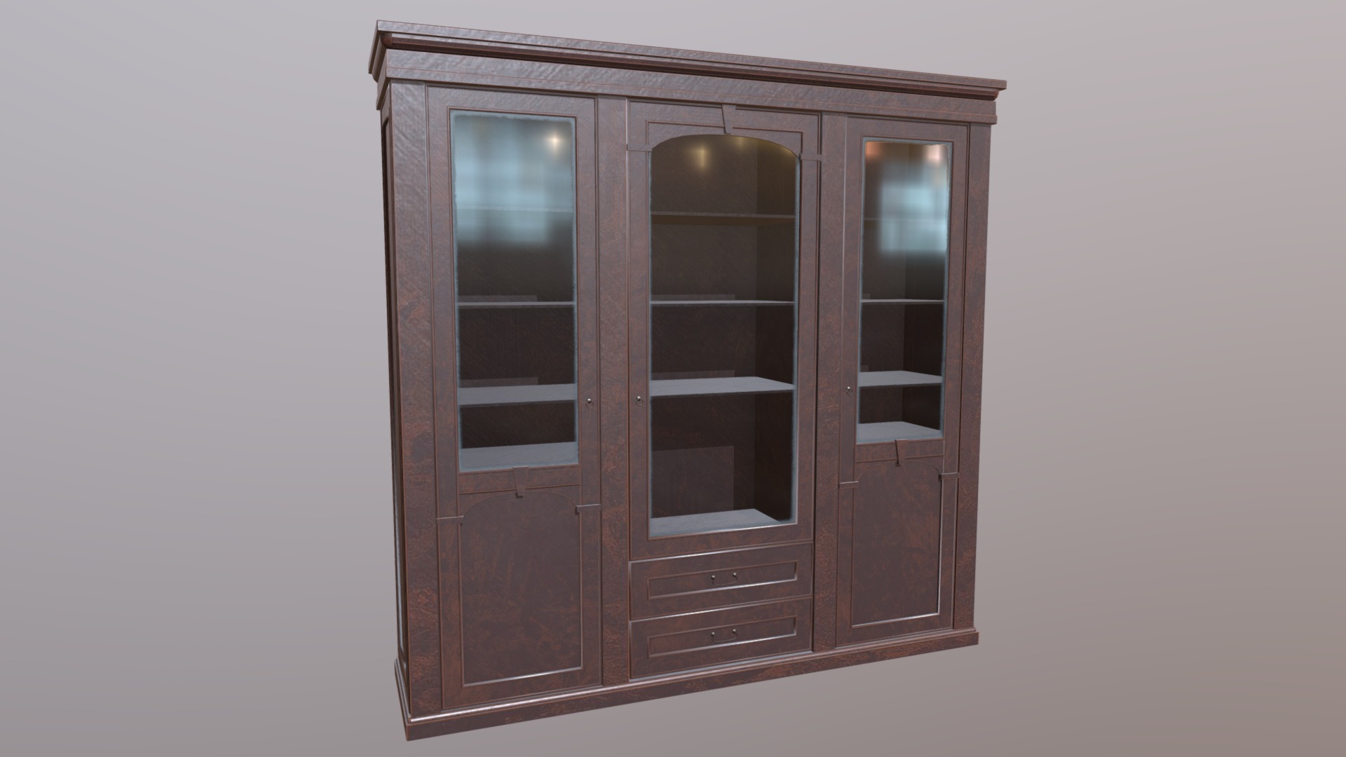 3D model Bookcase old - This is a 3D model of the Bookcase old. The 3D model is about a window with a wooden frame.