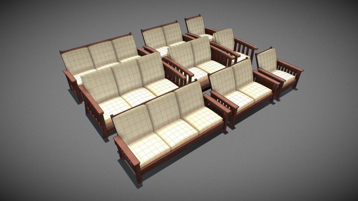 Dark Oak Veneer Sofas – Modello 3D gratuito STL