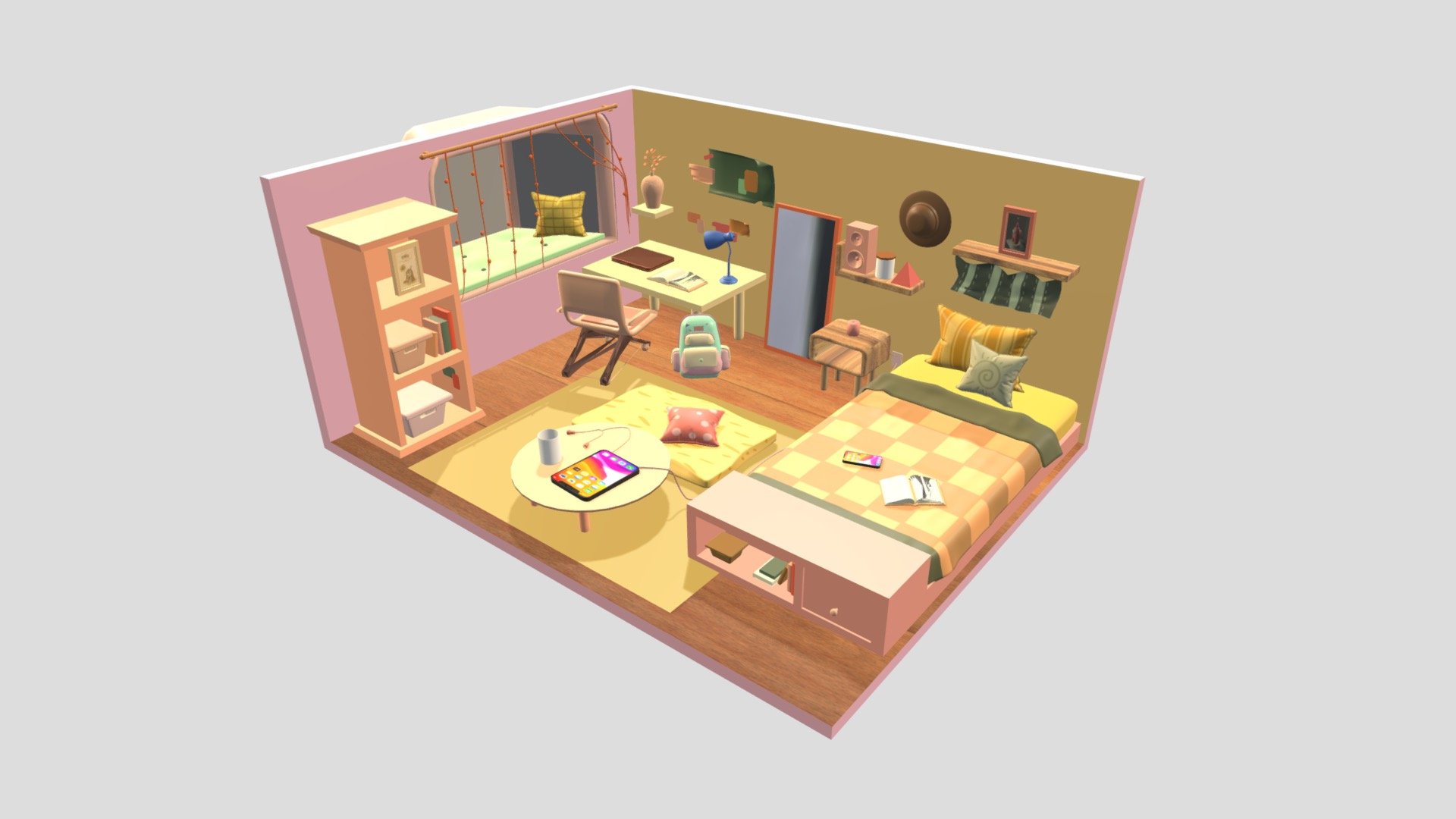 Warm Bedroom Isometric World