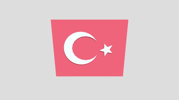 DİKEY TÜRK BAYRAĞI 3D Model