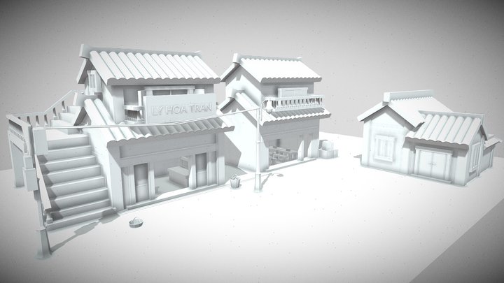 Residential Area in Rural Area (Non-Textures) 3D Model