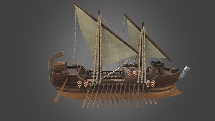 Dromon medieval ship 3D Model