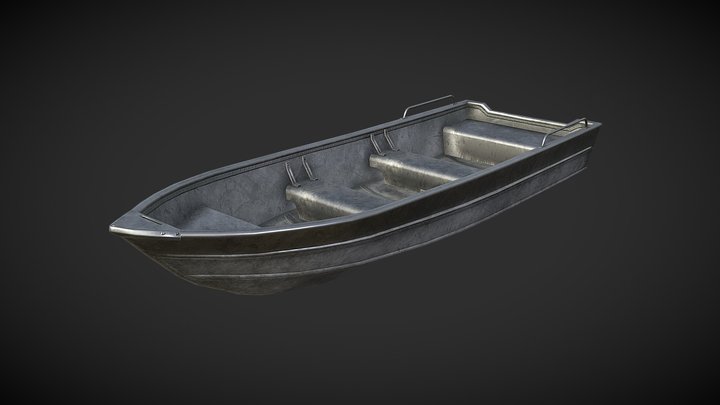 Low Poly Old Fishing Boat 3D Model