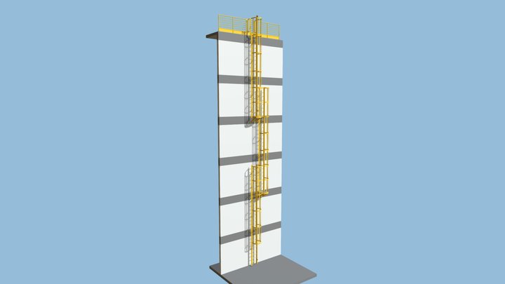 Escada marinheiro 18m - NR12, 18, 35 3D Model