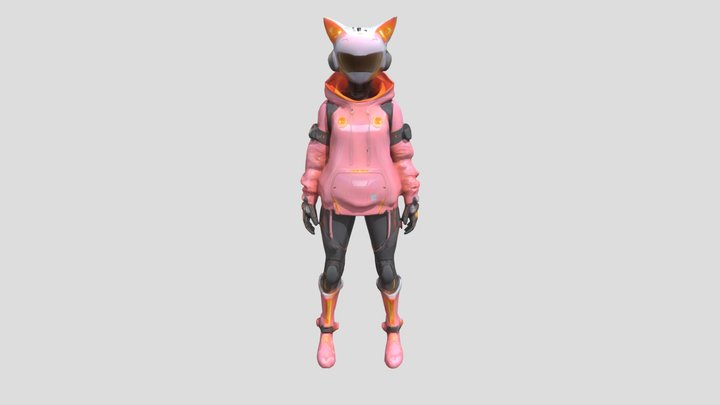 futuristic cat bot 3D Model