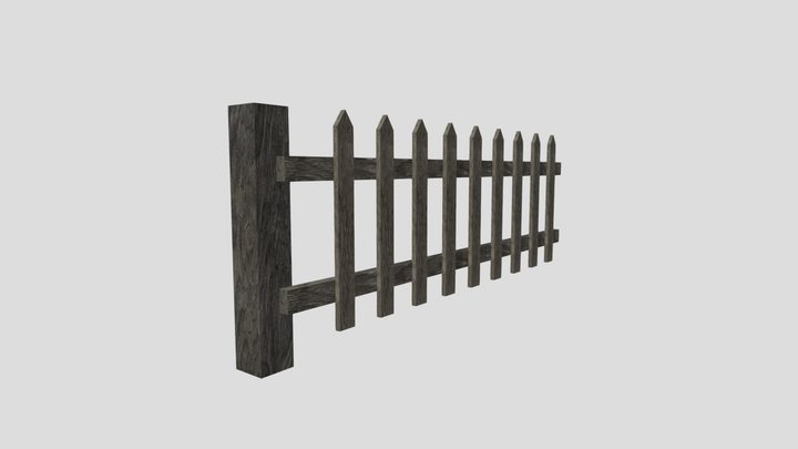 Modular Wooden Fence 3D Model