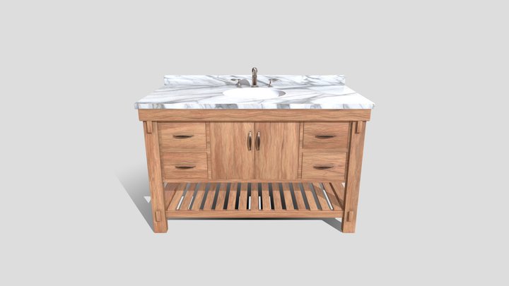Marina 55", Bathroom Vanity, Driftwood Finis 3D Model