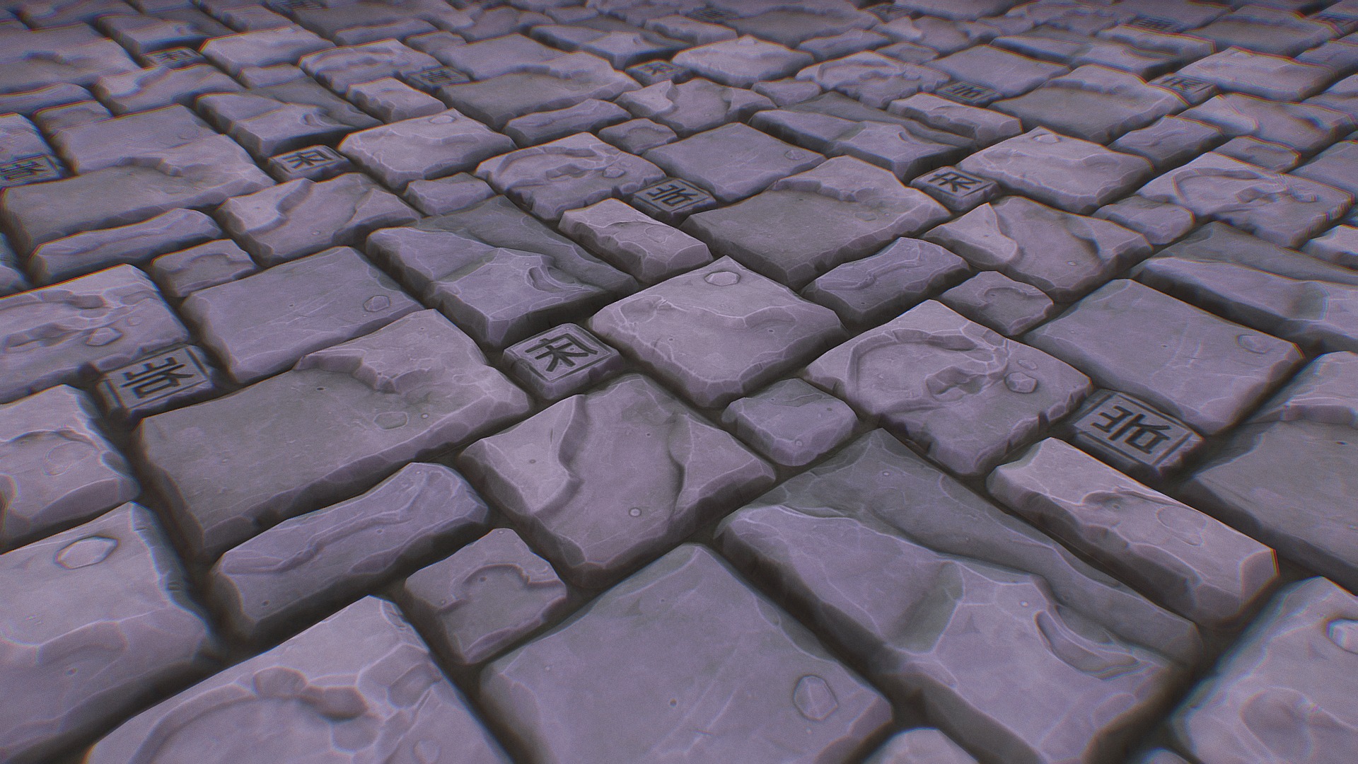 3D model Hand-painted style – Floor slabs - This is a 3D model of the Hand-painted style - Floor slabs. The 3D model is about a close up of a cobblestone road.
