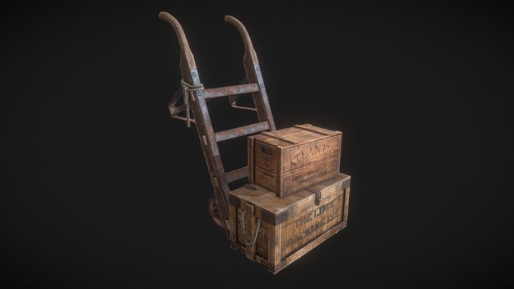 Old Hand Truck 3D Model