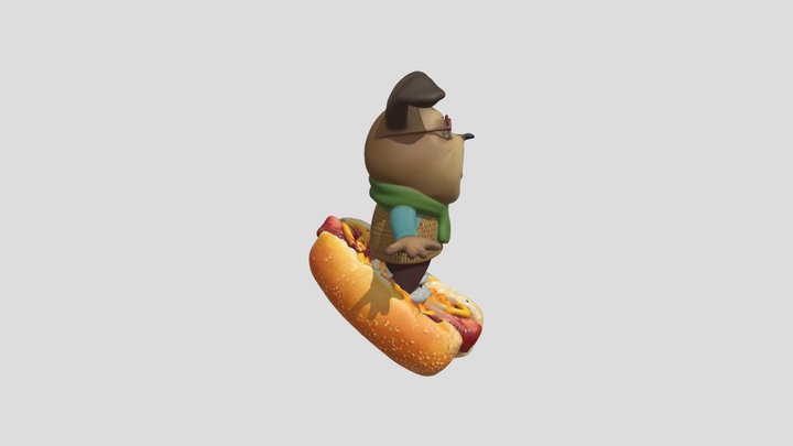 гена на булочке с сосиской 3D Model
