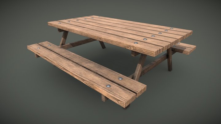 Clean Wooden Bench 3D Model