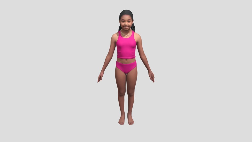 Pink Swimsuit Portrait with Shell Necklace