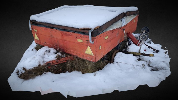 Old Trailer Covered in Snow (Raw Model) 3D Model