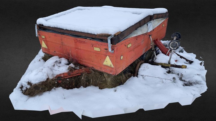 Old Trailer Covered in Snow (Raw Model) 3D Model