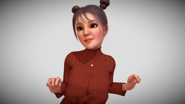 Girlfriend stylized toon girl 3D model 3D Model
