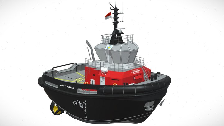 Azimuth Stern Drive Tugboat 3D Model