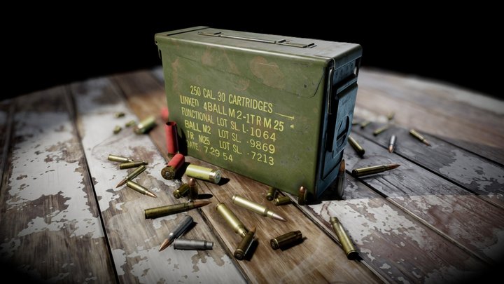 Ammunition Box & Ammunition 3D Model