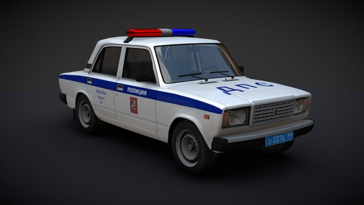 Lada 2107 Police Car 3D Model