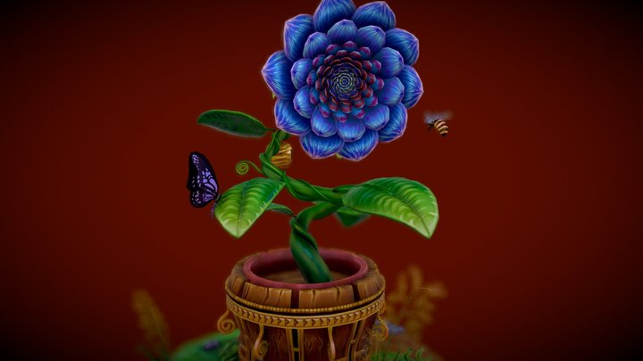 Fantasy Dahlia Plant 🌱 3D Model